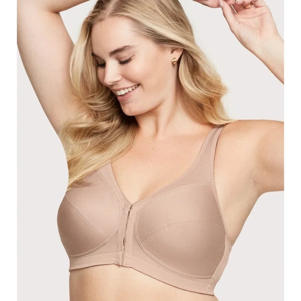 Glamorise 36H USA (36G UK) MagicLift Front Closure Posture Back Bra 1265 Cafe - Picture 8 of 14